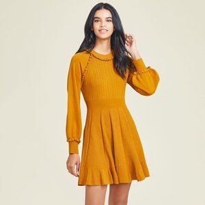 Pearl by Lela Rose Full Sleeve Knit Dress Copper S